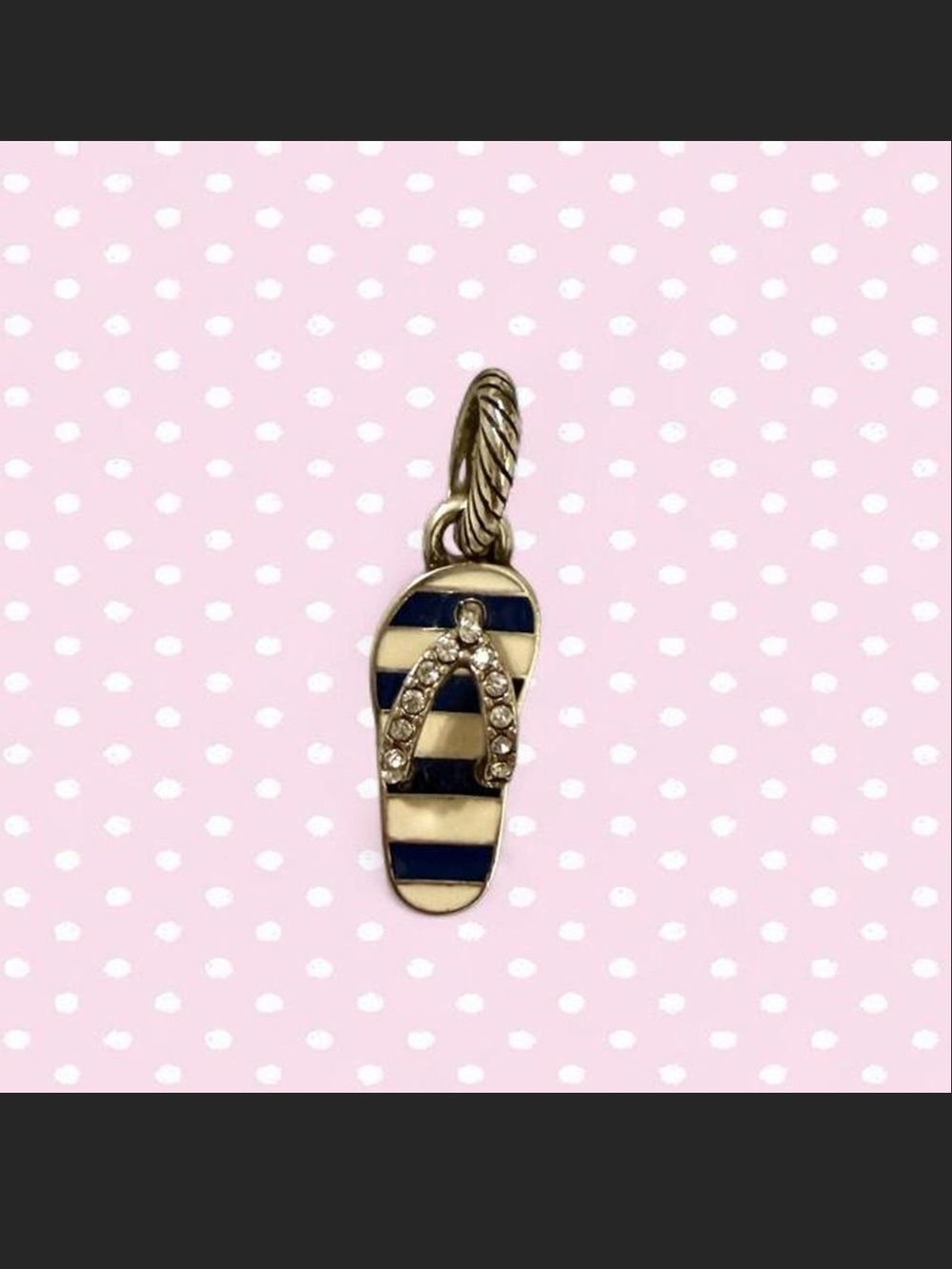 Brighton Navy & Cream Stripe Flip Flop Charm Pendant